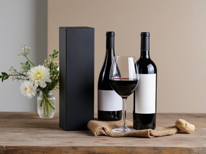 czarne pudełka na wino