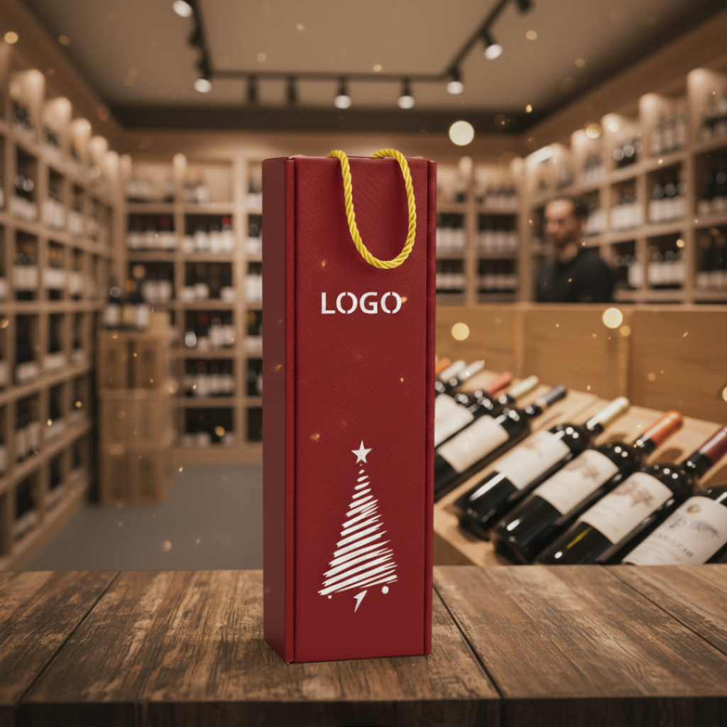 pudełko świąteczne 2025 na wino z logo