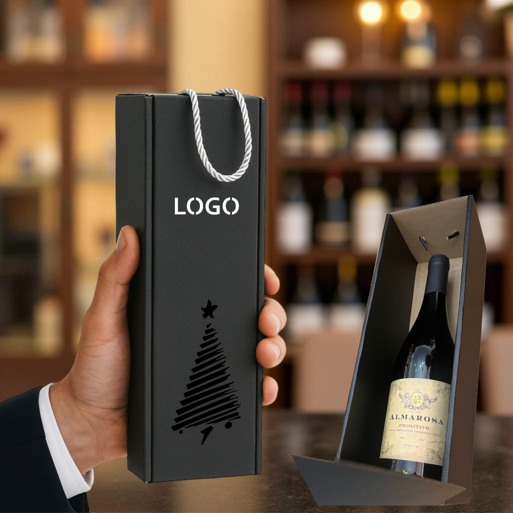 Świąteczne pudełko na wino z Twoim logo