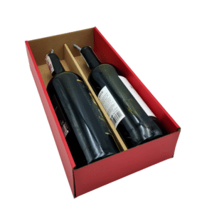 Pudełko z przegródką na 2 butelki - W24 7.8x16.5x34cm kolor czerwony