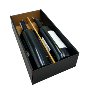 Premium Pudełko z przegródką na 2 butelki - W24 7.8x16.5x34cm kolor czarny