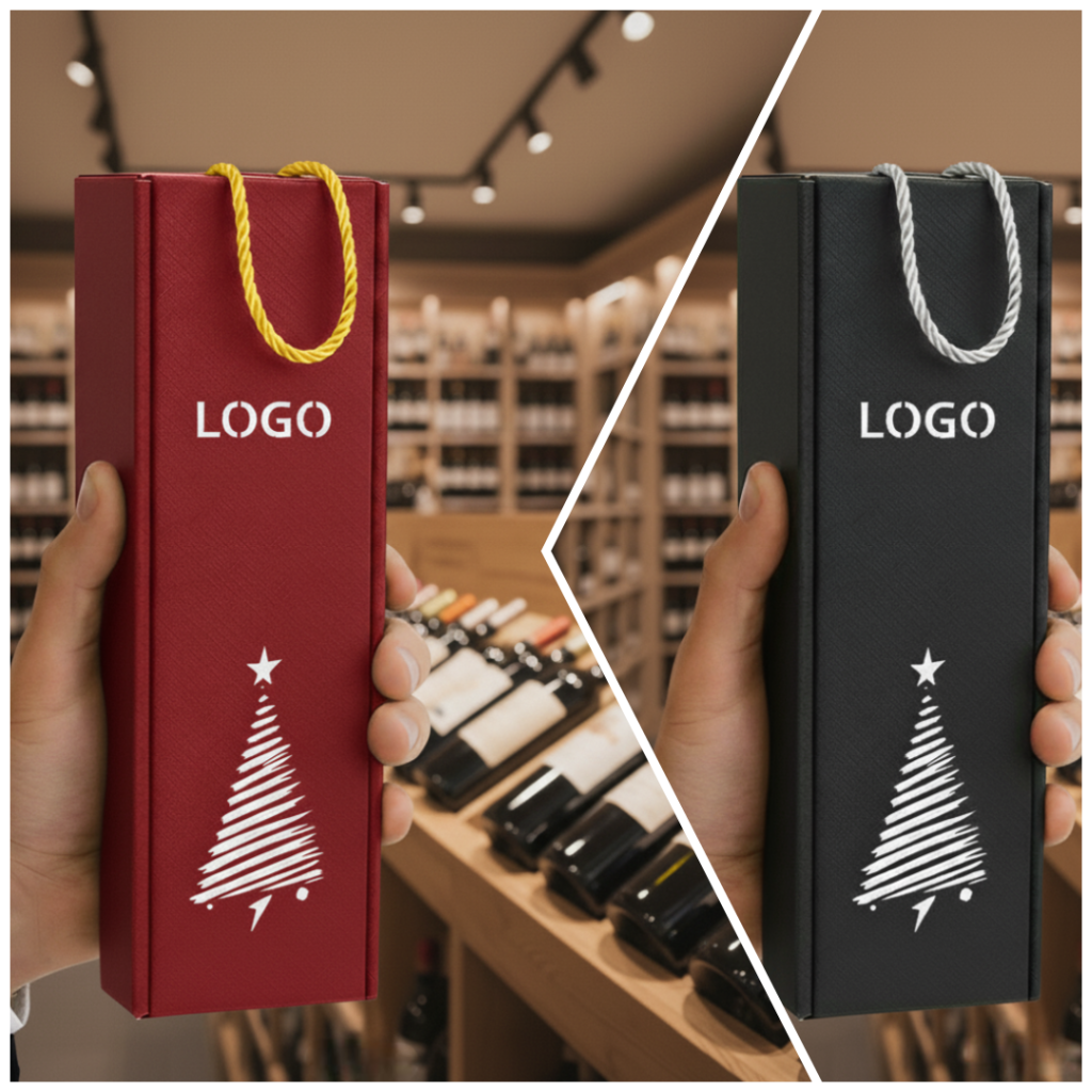 pudełko na wino z Twoim logo i choinką