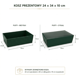 kosze prezentowy zielony w19p125, pusty + folia